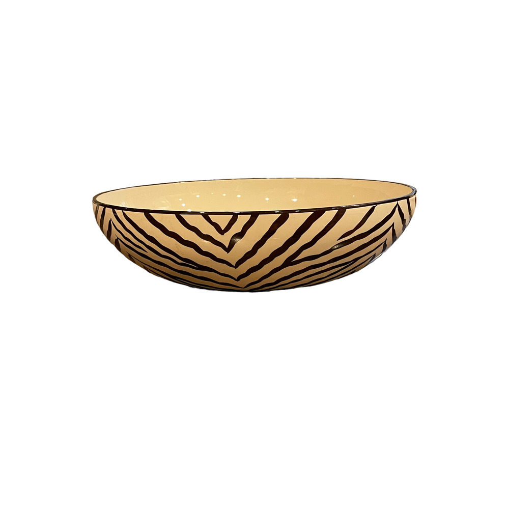 Daniel Cremieux Maison Earthenware Serving Bowl Expedition 14" Tiger‎ Stripe